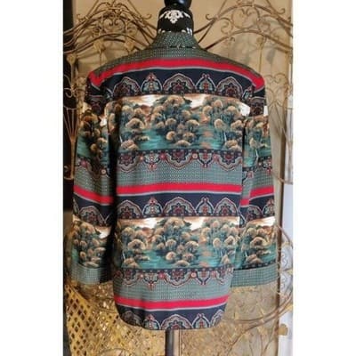 CHAUS Vintage 80s 90s Landscape Print Blazer Jacket Pants Set Size 10/12 - Thumbnail 2