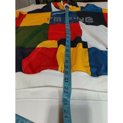 Sample Teat Mens Patchwork Colorblock Hoodie I'M FINE Graphic Pullover - Thumbnail 7