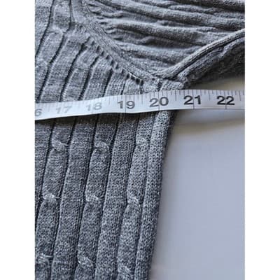 Croft & Barrow Petite Cable Knit Zip Up Sweater Gray Metallic Sparkle Casual - Thumbnail 7