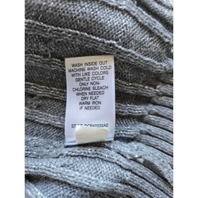 Croft & Barrow Petite Cable Knit Zip Up Sweater Gray Metallic Sparkle Casual - Thumbnail 4