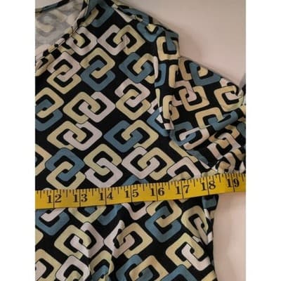 Ann Taylor Womens V-Neck Long Sleeve Top Blouse Geometric Print Size Medium - Thumbnail 6