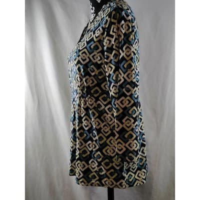Ann Taylor Womens V-Neck Long Sleeve Top Blouse Geometric Print Size Medium - Thumbnail 10