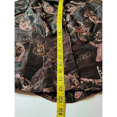 Marina Women's Brown Ribbon Floral Embroidered Jacket Size 8 - Thumbnail 8