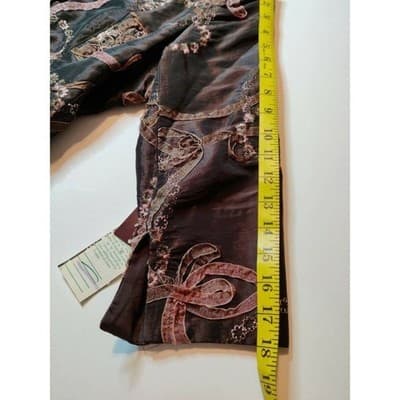 Marina Women's Brown Ribbon Floral Embroidered Jacket Size 8 - Thumbnail 9