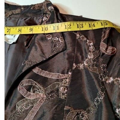 Marina Women's Brown Ribbon Floral Embroidered Jacket Size 8 - Thumbnail 6
