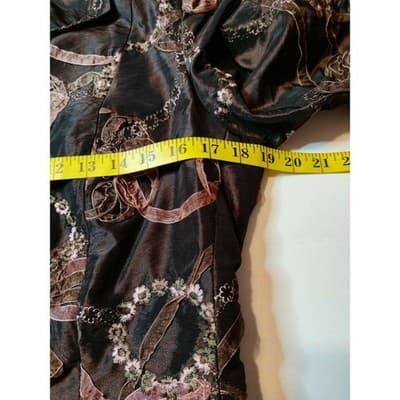 Marina Women's Brown Ribbon Floral Embroidered Jacket Size 8 - Thumbnail 7