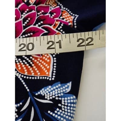 Ruby Rd Plus Size L Navy Floral Print Long Sleeve Tunic Top - Thumbnail 6