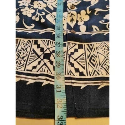 Pineapple Connection Mens Hawaiian Shirt Navy Blue White Hibiscus Rayon Large - Thumbnail 6