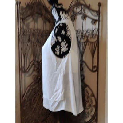 SMALL Women True Light Layered Sleeveless Racerback Asymmetric Hem Chiffon Top - Thumbnail 2