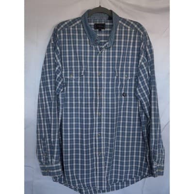 Roper Mens Plaid Long Sleeve Button Down Shirt Denim Collar XL - Thumbnail 10