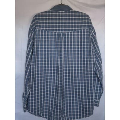 Roper Mens Plaid Long Sleeve Button Down Shirt Denim Collar XL - Thumbnail 2