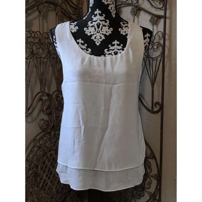 SMALL Women True Light Layered Sleeveless Racerback Asymmetric Hem Chiffon Top - Image 1