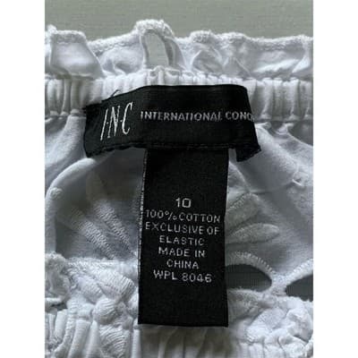 INC International Concepts Women's Off Shoulder Eyelet Blouse White Size 10 - Thumbnail 13