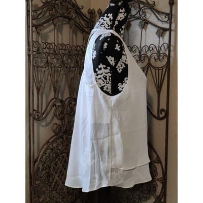 SMALL Women True Light Layered Sleeveless Racerback Asymmetric Hem Chiffon Top - Thumbnail 4