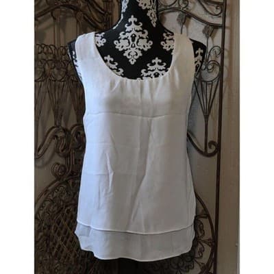 Large Women True Light Layered Sleeveless Racerback Asymmetric Hem Chiffon Top - Image 1