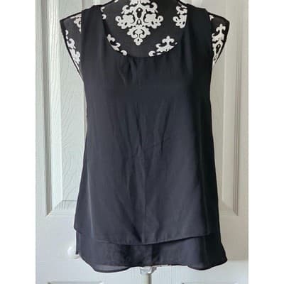 LARGE Women True Light Layered Sleeveless Racerback Asymmetric Hem Chiffon Top - Thumbnail 4