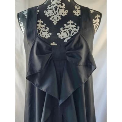 miami Womens Black Sleeveless Bow Front Ruffle Dress Party Cocktail - Thumbnail 9