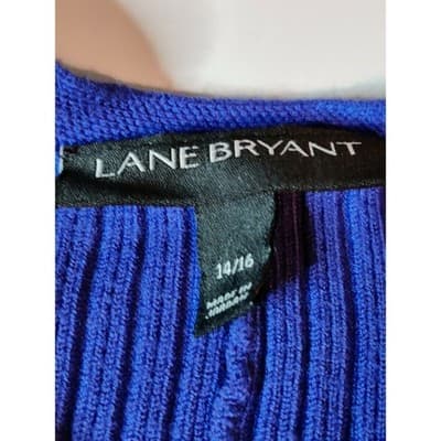 Lane Bryant Periwinkle Ribbed Knit Peplum V Neck Long Sleeve Sweater Top 14 16 - Thumbnail 3