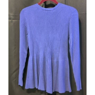 Lane Bryant Periwinkle Ribbed Knit Peplum V Neck Long Sleeve Sweater Top 14 16 - Thumbnail 2