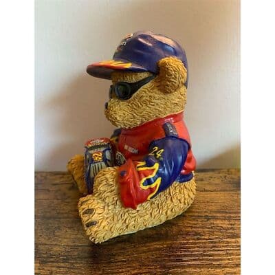 Vtg. NASCAR Jeff Gordon #24 DuPont Teddy Bear Coin Bank Figure - Thumbnail 3