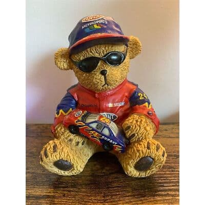 Vtg. NASCAR Jeff Gordon #24 DuPont Teddy Bear Coin Bank Figure - Thumbnail 6