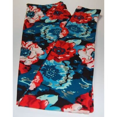 Reg One Size Women Buttery Soft Painted Floral Leggings - Thumbnail 7