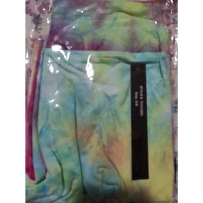 L/XL Tie Dye High Waisted Biker Shorts - 3 Inch Waist Pink/Yellow - Thumbnail 6