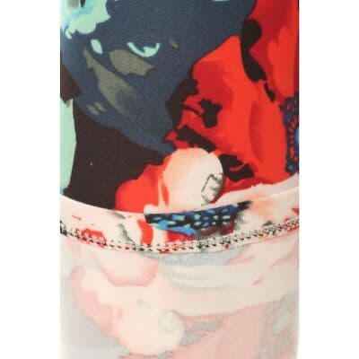 Reg One Size Women Buttery Soft Painted Floral Leggings - Thumbnail 3
