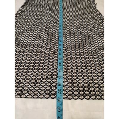 Karin Stevens Geometric Diamond Print 3/4 Sleeve Shift Dress Black White Tan 12 - Thumbnail 8