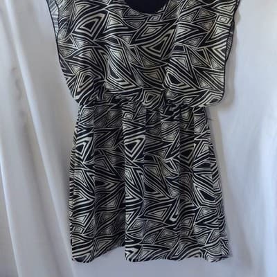 Hot Tempered Womens XL Black White Geometric Print Blouson Dress 3SC672AM NWT - Thumbnail 10