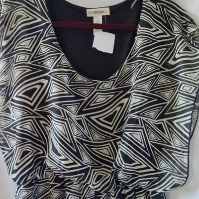 Hot Tempered Womens XL Black White Geometric Print Blouson Dress 3SC672AM NWT - Thumbnail 9