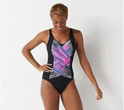 Cross our hearts, criss-cross design l one-pc Swimsuit 22W - Thumbnail 2
