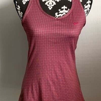 Nike Dri-Fit Women's Racerback Tank Top Maroon/Pink Geometric Size L - Image 1