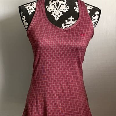 Nike Dri-Fit Women's Racerback Tank Top Maroon/Pink Geometric Size L - Thumbnail 2