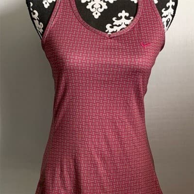 Nike Dri-Fit Women's Racerback Tank Top Maroon/Pink Geometric Size L - Thumbnail 5