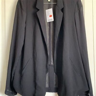 Silence + Noise Women's Black Lightweight Stretch Blazer L with Front Pockets - Image 1