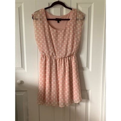 Iz Byer Women's Pink Polka Dot Sleeveless Knee Length Dress M - Thumbnail 3
