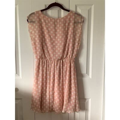 Iz Byer Women's Pink Polka Dot Sleeveless Knee Length Dress M - Thumbnail 2