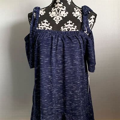 A.n.a. Women's Sleeveless Straight Neck Knit Blouse Blue Size L - Thumbnail 3