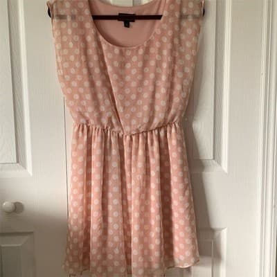 Iz Byer Women's Pink Polka Dot Sleeveless Knee Length Dress M - Image 1