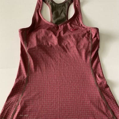 Nike Dri-Fit Women's Racerback Tank Top Maroon/Pink Geometric Size L - Thumbnail 7