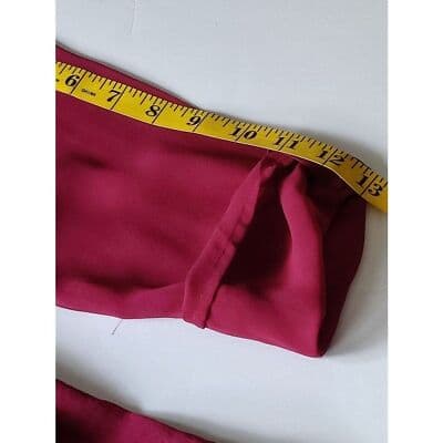 Express Sheer Burnout Blouse Top Burgundy Roll Tab Sleeve Button Up Shirt Womens - Thumbnail 8