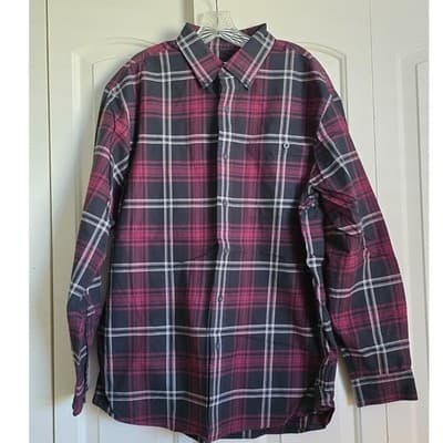 ORVIS Classic Collection Men's Sz L Red Black Plaid Long Sleeve Button Down - Image 1