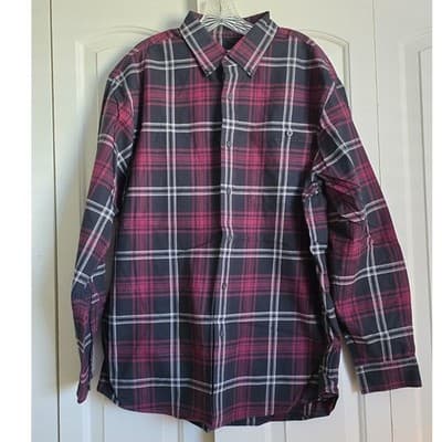ORVIS Classic Collection Men's Sz L Red Black Plaid Long Sleeve Button Down - Thumbnail 10
