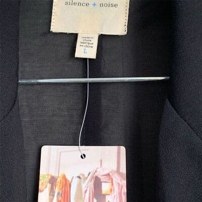 Silence + Noise Women's Black Lightweight Stretch Blazer L with Front Pockets - Thumbnail 6
