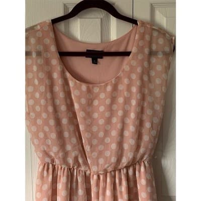 Iz Byer Women's Pink Polka Dot Sleeveless Knee Length Dress M - Thumbnail 4