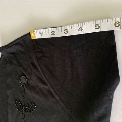 Romina Women's Black Shirt, Top Size 2X V-Neck Beaded Decpratove Tie-Back - Thumbnail 9