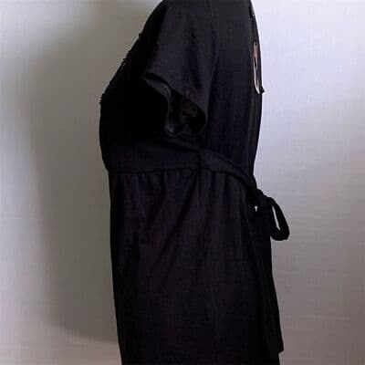 Romina Women's Black Shirt, Top Size 2X V-Neck Beaded Decpratove Tie-Back - Thumbnail 5