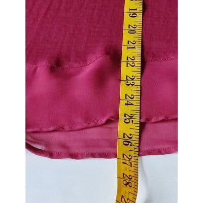 Express Sheer Burnout Blouse Top Burgundy Roll Tab Sleeve Button Up Shirt Womens - Thumbnail 9