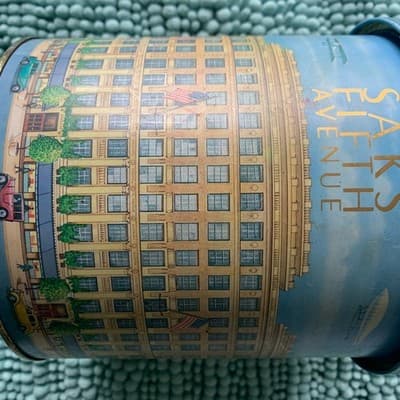 Vintage SAKS FIFTH AVENUE Metal Tin Can Empty 8 X 6 - Thumbnail 5